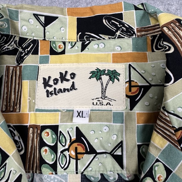 Koko Island Hawaiian Style Cocktail Martini Shirt Mens XL All Over Print USA - Picture 4 of 7